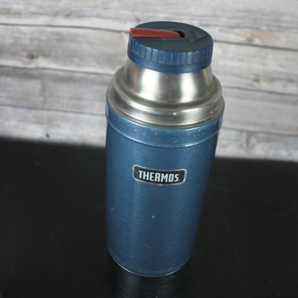 Blue Thermos Vacuum Bottle Model 2480 King Seeley 1 LT Stainless Steel Vintage - Picture 2 of 16